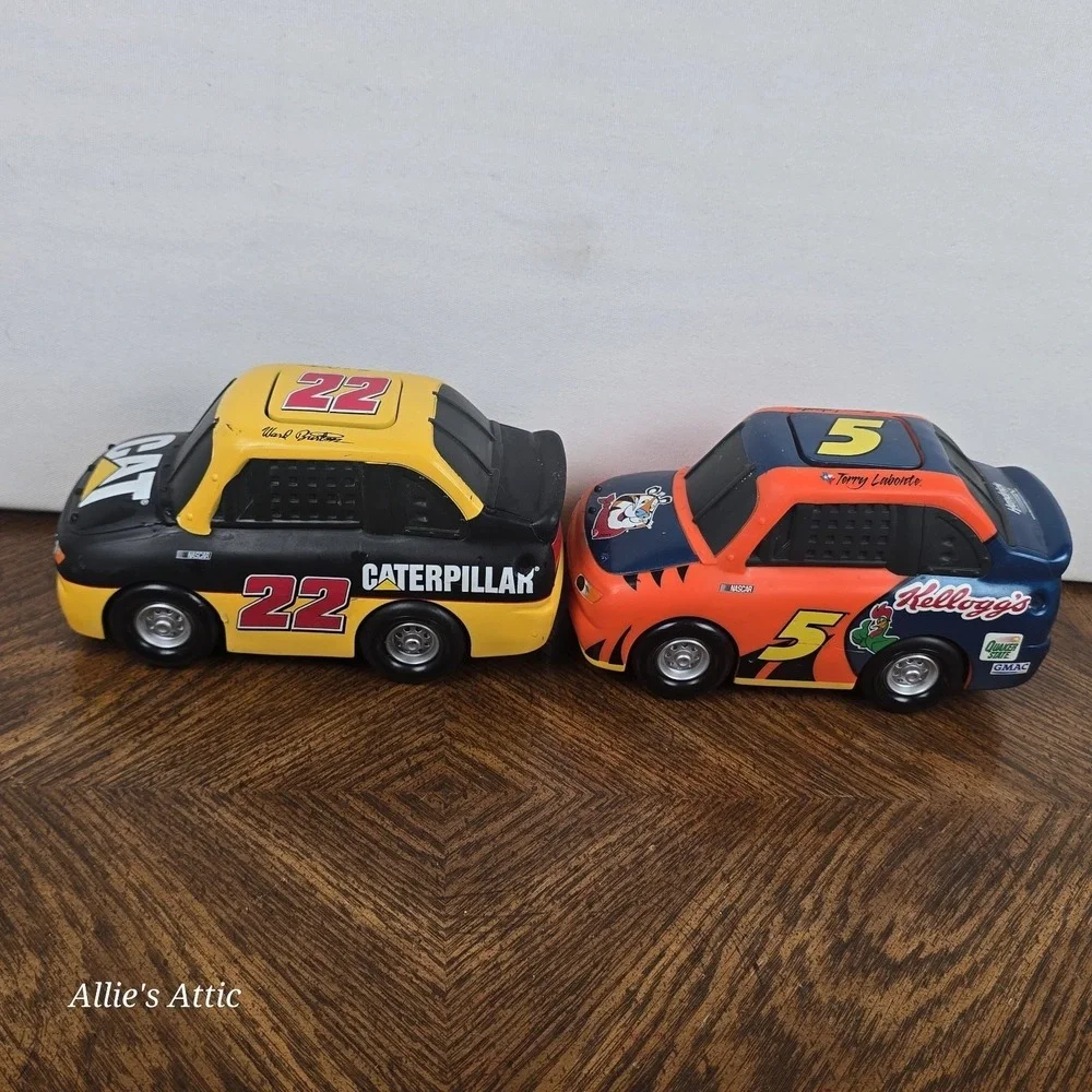 1998 Little Racers Push & Go Button Toy Racecars Baby Toddler John Deer NASCAR